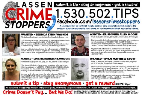 Lassen Crime Stoppers Offers Rewards For Tips Lassen News