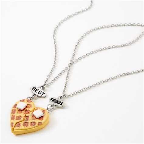 Best Friends Silver Waffle Heart Pendant Necklaces 2 Pack Bff Jewelry Bff Necklaces Friend