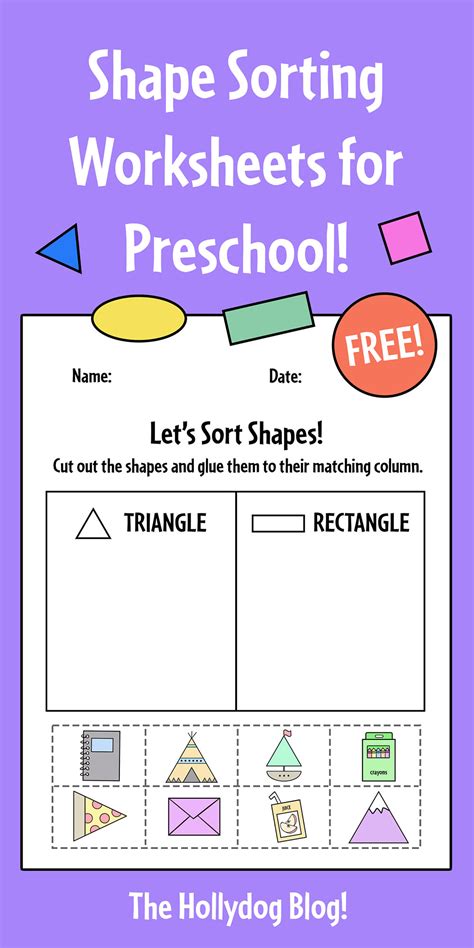 Free Shape Sorting Worksheets For Preschool ⋆ The Hollydog Blog