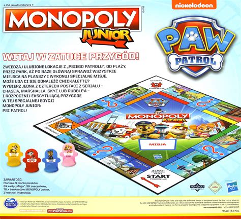 MONOPOLY PSI PATROL Gra Planszowa Dla Dzieci Monopol Junior POLSKA