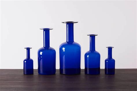 Set Of Five Holmegaard Gulv Vases By Otto Brauer In Blue For Sale At 1stdibs