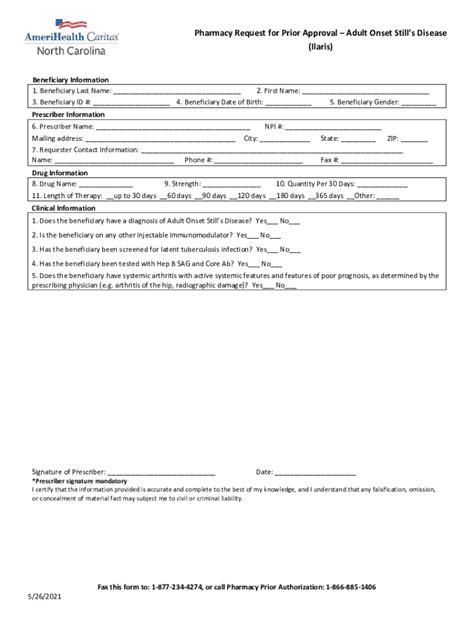 Fillable Online Adult Onset Still S Disease Form AmeriHealth Caritas