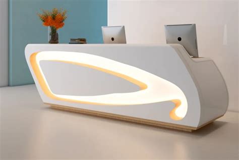 Stylish Baking Paint LED Light Reception Desk for Modern Office Spaces ...