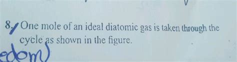 One Mole Of A Monoatomic Ideal Gas Is Taken Through The Cycle Shown In