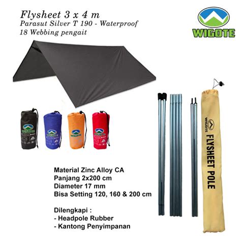 FLYSHEET 3x4 METER WIGOTE WATERPROOF SHELTER BIVAK COVER TENDA