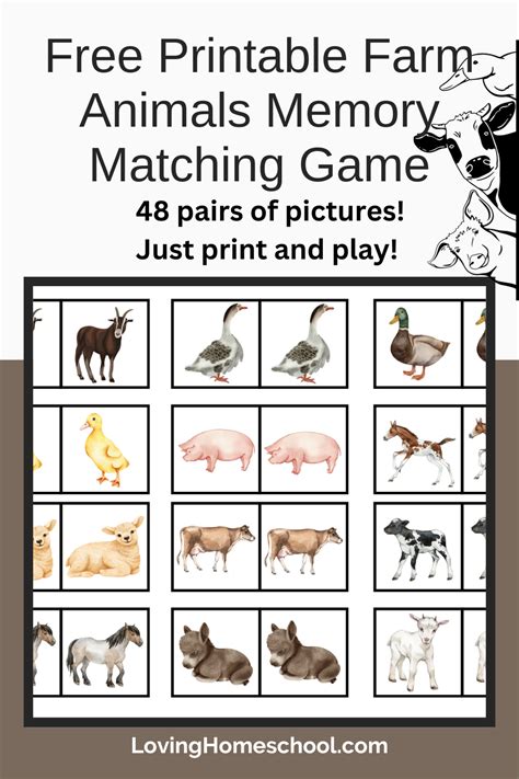 animal matching game printable black  white