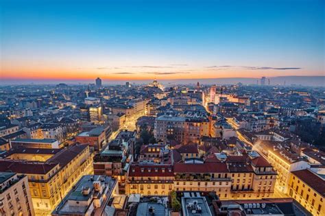 Premium Photo | Milan Italy Aerial Cityscape at Dusk