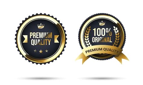 Emblema De Qualidade Premium Em Ouro E Preto 3d Emblema De Garantia