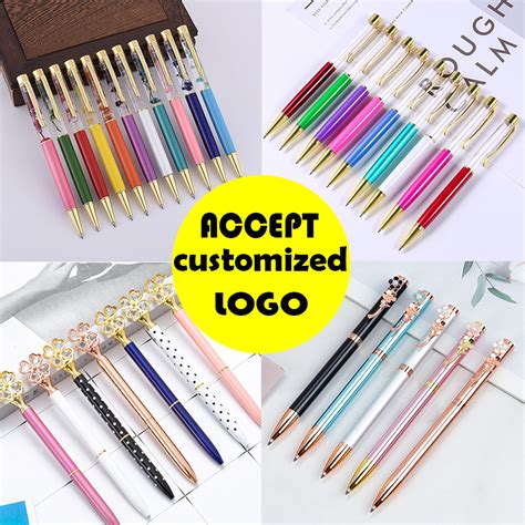 Promotional Custom Metal Click Slim Pens With Rose Gold Metal Clip With