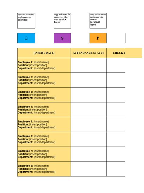 Daily Employee Attendance Template | PDF | Leave Of Absence | Working Time