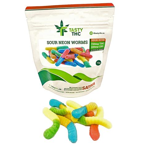 Buy Sour Neon Worms High Dose 12pcs Best Thc Edibles