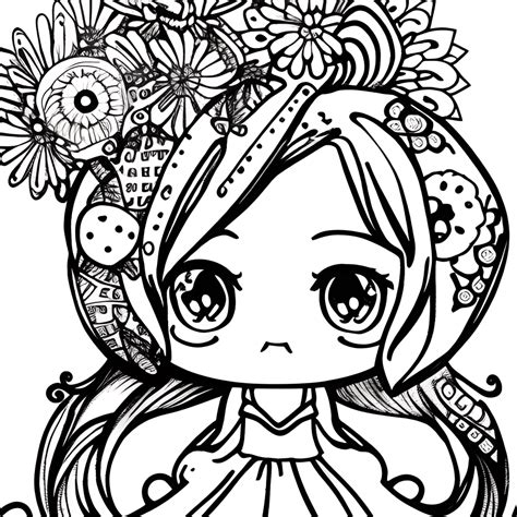 Kawaii Chibi Kleurplaat Zwart En Wit Creative Fabrica