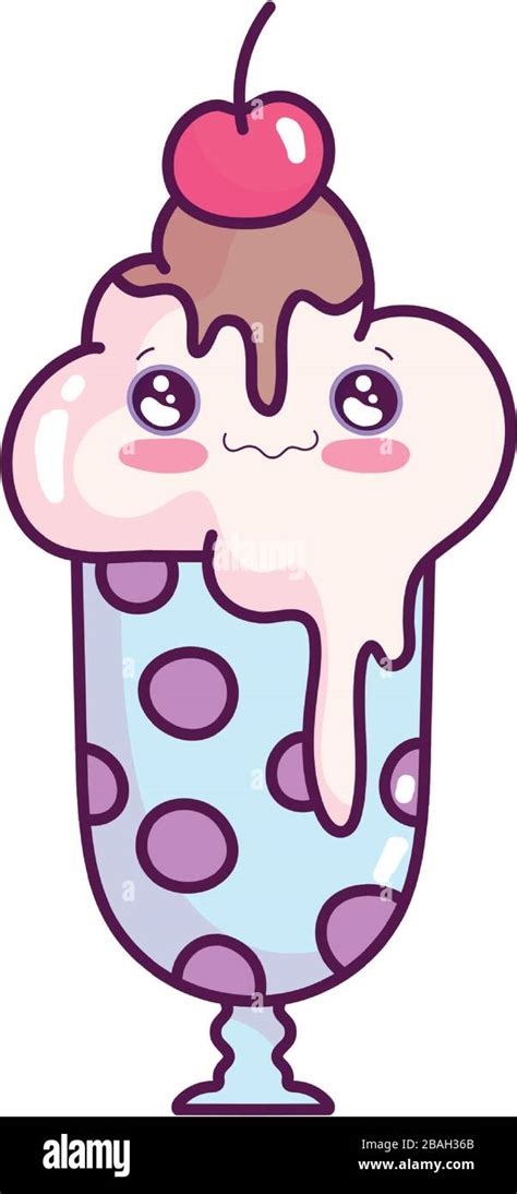 Mono Comida Batido Con Fruta Dulce Postre Kawaii Dibujo Vectorial