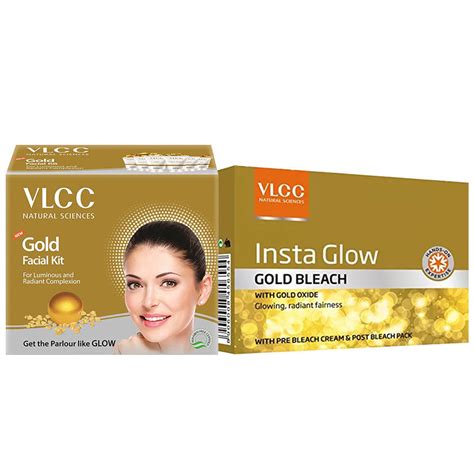 Buy Vlcc Insta Glow Gold Bleach Facial Kit Combo Online