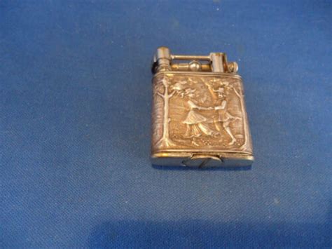 Vintage Lift Arm Lighter Sterling Silver Festive Antique Antique