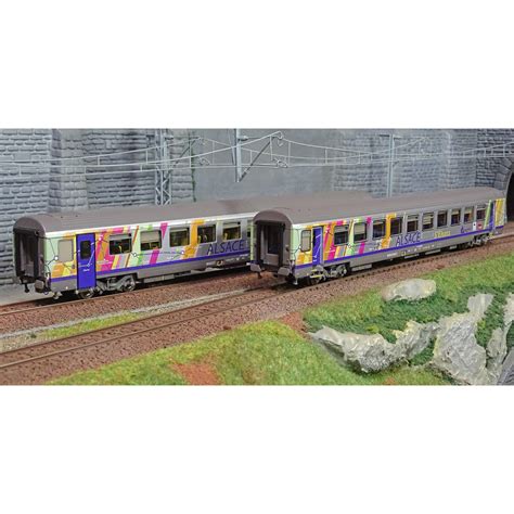 Set de 2 voitures VTU A10tu PLC B11tu livrée Alsace S Elsass SNCF