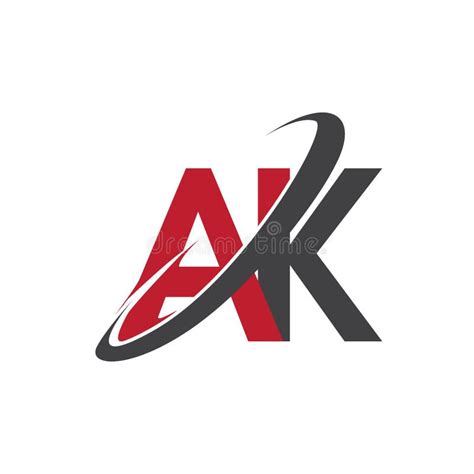 Ak Initial Logo Company Name Colored Red And Black Swoosh Design