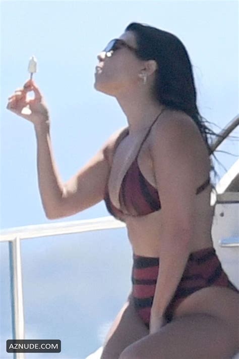 Kourtney Kardashian Wearing A Two Piece Bikini While Enjoying Her Vacation In Sardinia AZNude