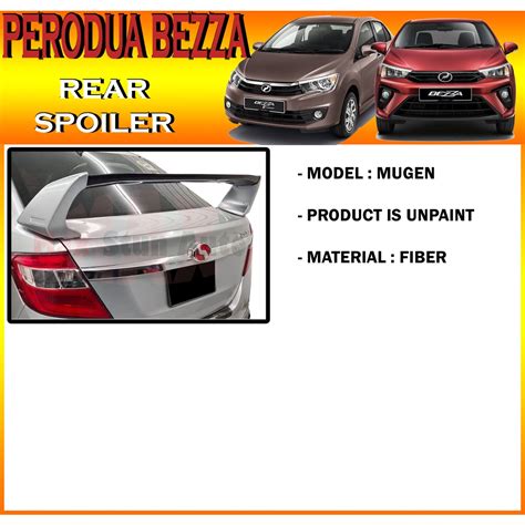 Perodua Bezza Rear Trunk Spoiler Ducktail Glass Spoiler Gear