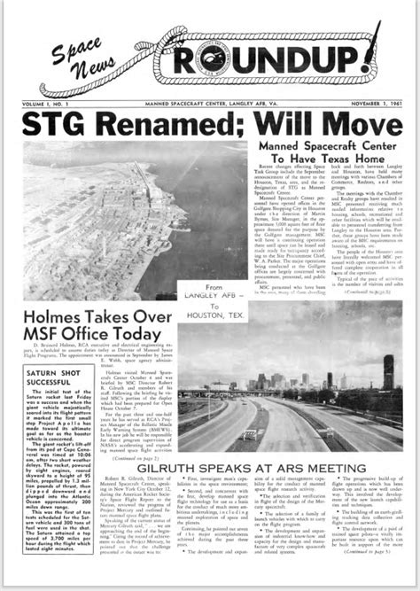 Nov. 1, 1961: Space News Roundup Released - first page