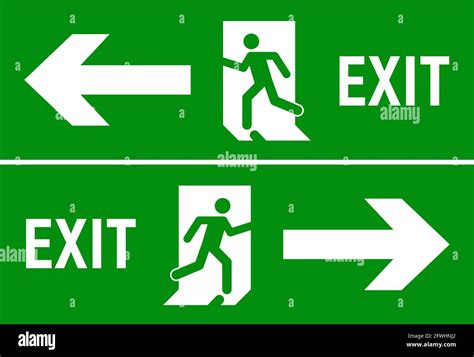 Emergency fire exit sign. Evacuation fire escape door vector sign ...