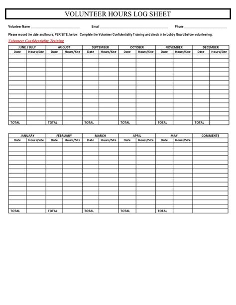 56 Blank Volunteer Hours Log Templates Excel And Word