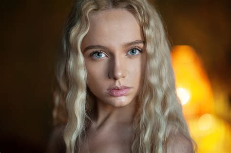 Maria Popova Women Maxim Maximov Blonde Face Portrait Green Eyes