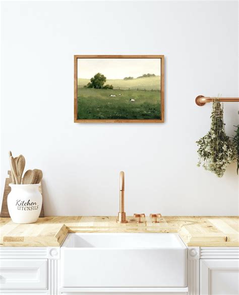 Oil Painting Landscape Sheep in the Field Art Print - Etsy