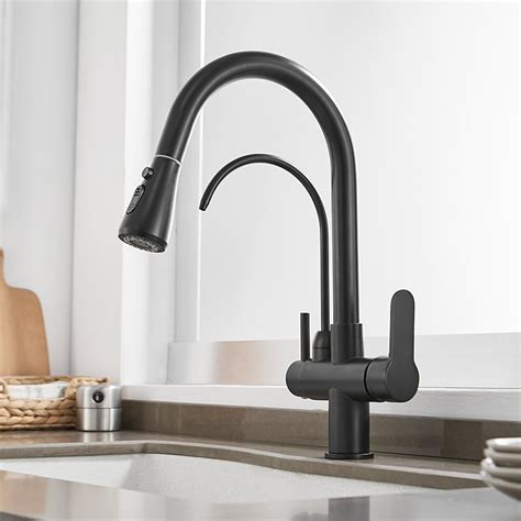 Water Filter Kitchen Faucet Pull Out Faucet In Matte Black Swirling