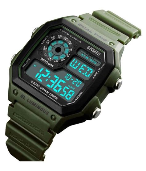 Skmei Military Green Ultra Thin Silica Strap Sports Resin Digital Men S