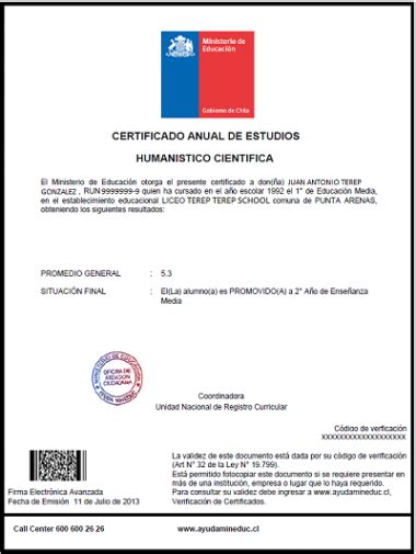 Mineduc Certificados De Notas