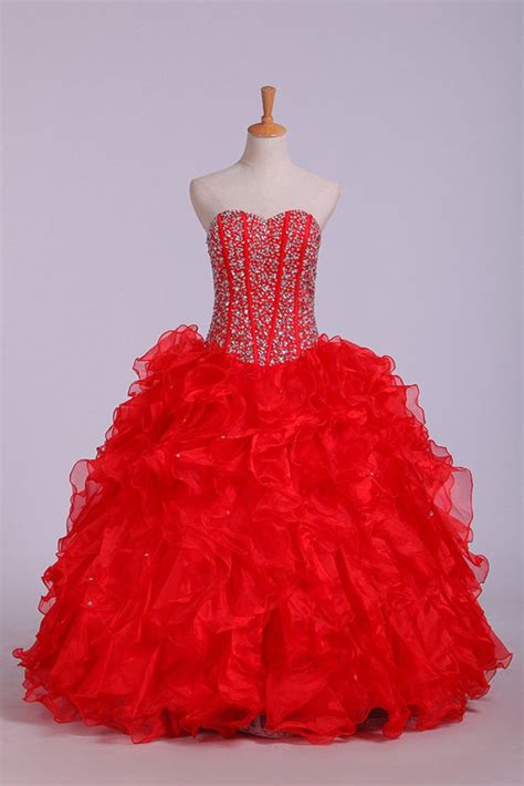 Ball Gown Sweetheart Organza Floor Length Quinceanera Dresses Online Jolilis