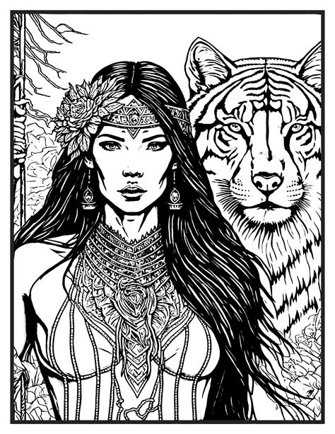 Native American Women Coloring Pages Etsy