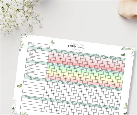 Pmdd Tracker Printable Pdf Period Tracker Symptom Journal Premenstrual Dysphoric Disorder Pmdd