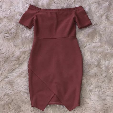 Nude Fashion Nova Off The Shoulder Bodycon Dress Gem