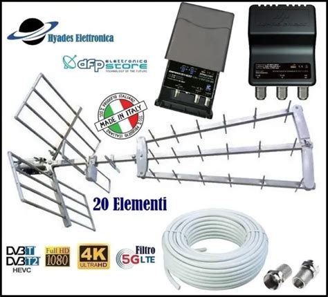 KIT ANTENNA TV Esterna Digitale Terrestre UHF Amplificatore Da Palo 5G