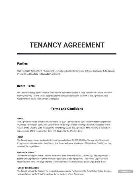 Tenancy Agreement Template Google Docs Word Apple Pages Template Net