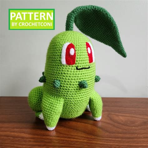 Chikorita Crochet Pattern Pdf Plushie Amigurumi Pattern In English Etsy