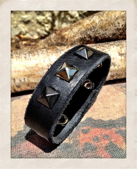 Men S Black Leather Cuff Bracelet Black Leather Cuff By Tornto