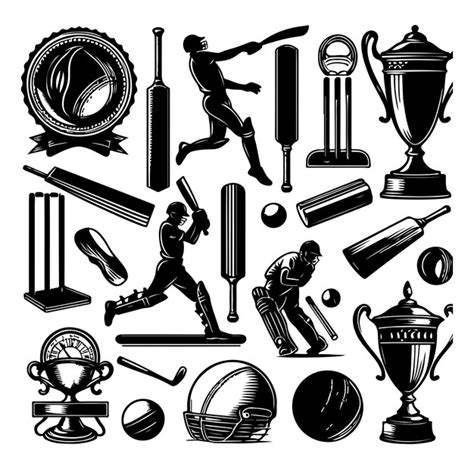 Premium Vector Vintage Cricket Elements Collection Vector