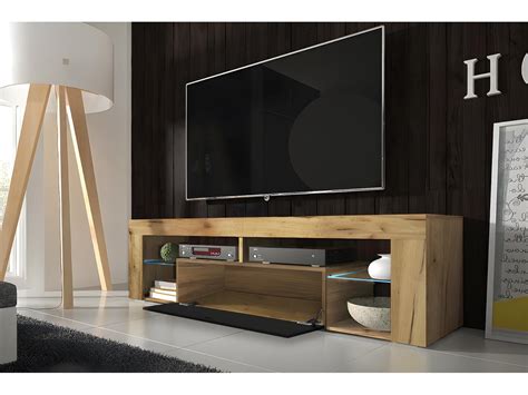 Mueble De TV Colgante Roble Lancaster Negro Brillo 140 Cm Bianko