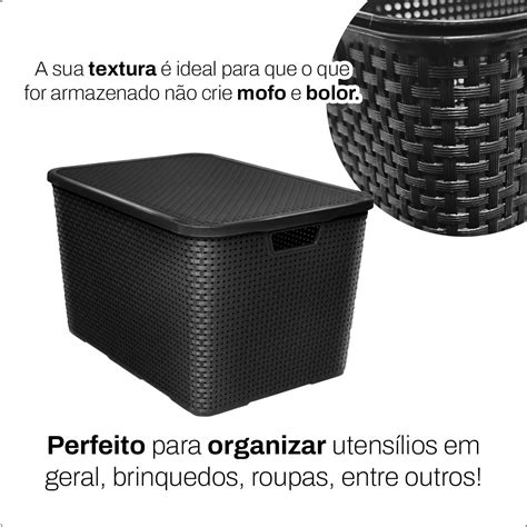 Kit 2 Caixas Organizadoras Rattan 40 Litros Cesto Grande Frete grátis