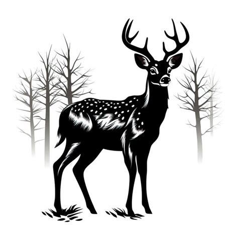 Premium Photo | Deer side view silhouette vector illustration monochrome