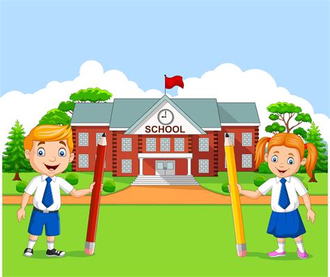 Cartoon school kids in the school yard 8387605 Vector Art at Vecteezy