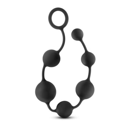 Anal Adventures Platinum Large Silicone Anal Beads Black Sex Toys