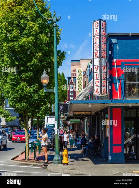 Cafe And Shops On 4th Avenue East In Historic Downtown Olympia