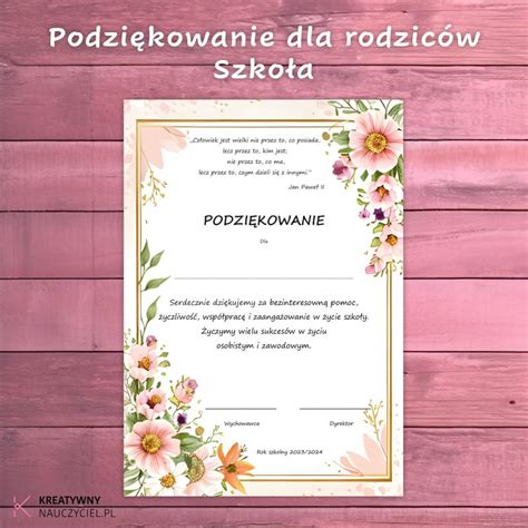 Podzi Kowanie Szko A Wz R Kreatywny Nauczyciel