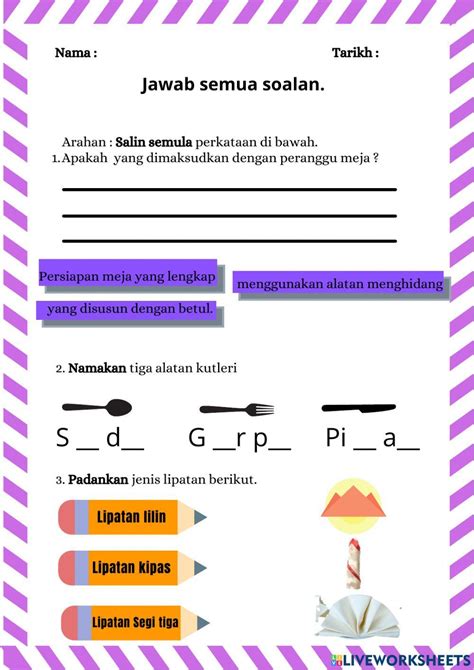 Penilaian Kendiri Bab 3 Asas Masakan Kssmpk Tingkatan 1 Interactive Worksheet Live Worksheets