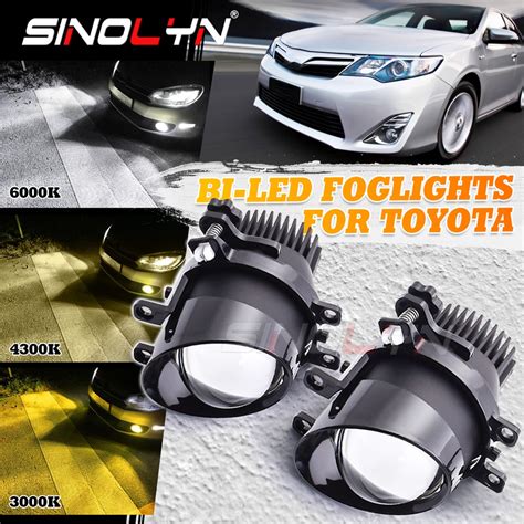 Sinolyn Bi LED Fog Lamps Projector H11 3 Colors For Toyota Corolla