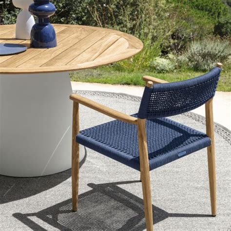 Talenti Poltrona Pranzo Dolcevita Natural Teak Dune Blue Longho